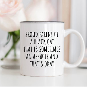 Caneca De Café Em Dois Tons PAIS Negra Engraçado, PAIS ORGULHOSOS DE UM GATO N