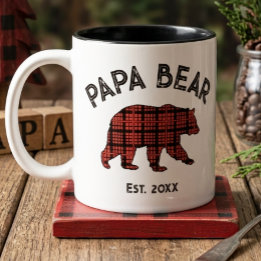 Caneca De Café Em Dois Tons País Xadrez Papai Urso Pai Ano de Fundação