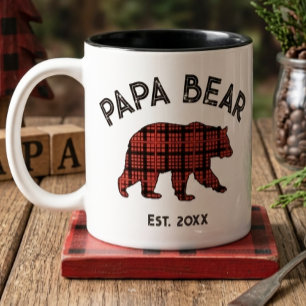 Caneca De Café Em Dois Tons País Xadrez Papai Urso Pai Ano de Fundação