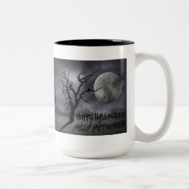 Caneca De Café Em Dois Tons Paisagem assustador o Dia das Bruxas