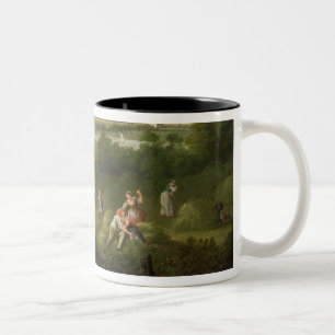 Caneca De Café Em Dois Tons Paisagem com empregados de fazenda, c.1730-40