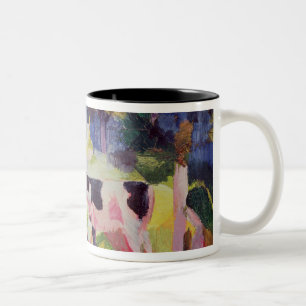 Caneca De Café Em Dois Tons Paisagem com vacas e um camelo