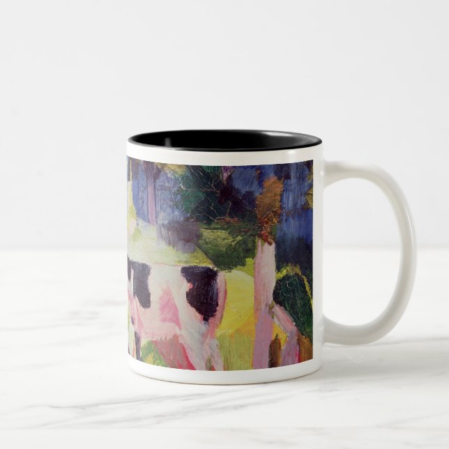 Caneca De Café Em Dois Tons Paisagem com vacas e um camelo (Direita)