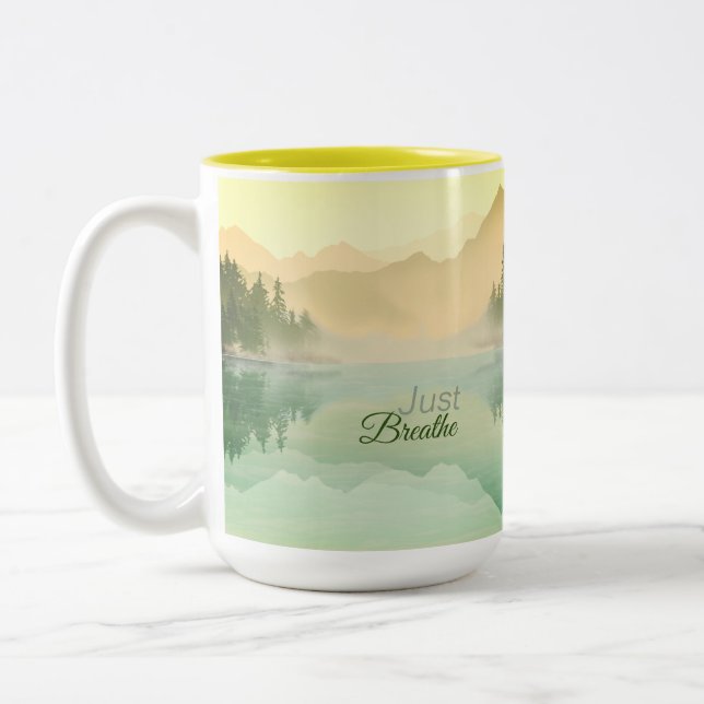 Caneca De Café Em Dois Tons Paisagem da Floresta dos Citros (Esquerda)
