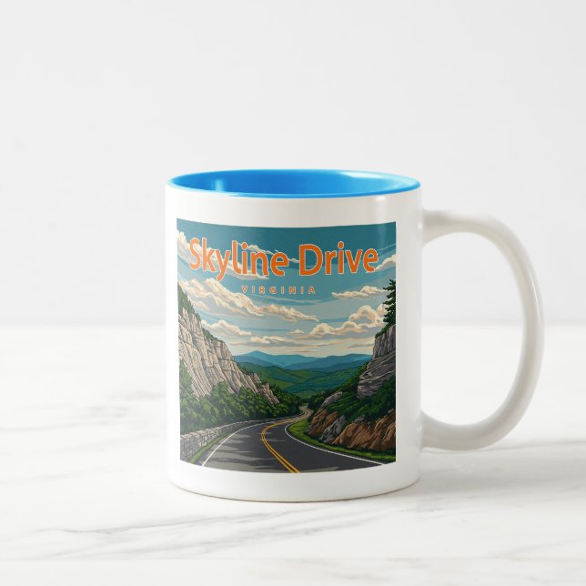 Caneca De Café Em Dois Tons Paisagem da Skyline Drive Virginia (Direita)