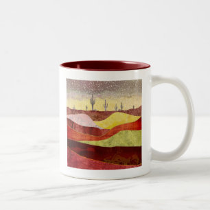 Caneca De Café Em Dois Tons Paisagem de Cactos do Deserto