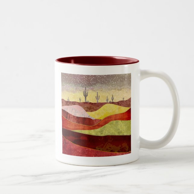 Caneca De Café Em Dois Tons Paisagem de Cactos do Deserto (Direita)