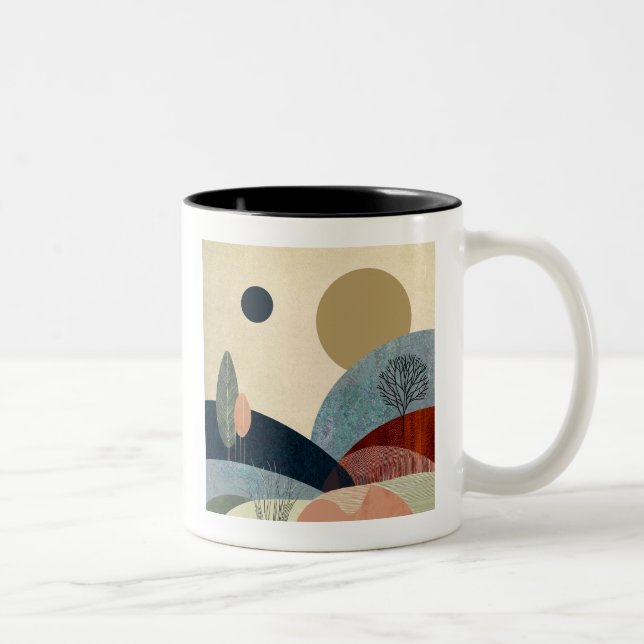 Caneca De Café Em Dois Tons Paisagem de Colinas Fantasia (Direita)