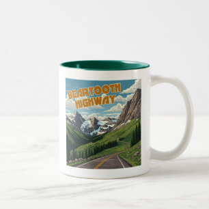 Caneca De Café Em Dois Tons Paisagem de Montana Wyoming na autoestrada Beartoo