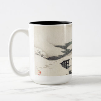 Caneca De Café Em Dois Tons Paisagem de neve por Kōno Bairei
