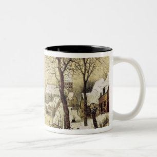 Caneca De Café Em Dois Tons Paisagem do inverno com patinadores