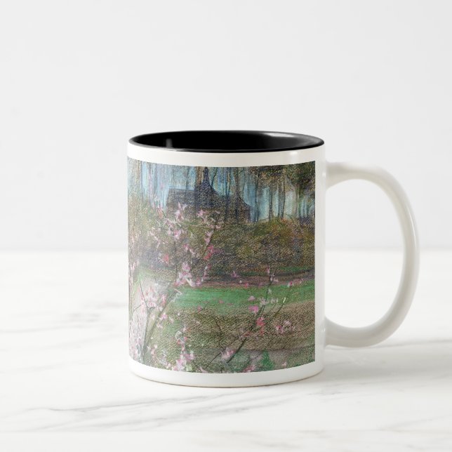 Caneca De Café Em Dois Tons Paisagem do primavera (Direita)