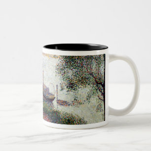 Caneca De Café Em Dois Tons Paisagem do rio de Georges Pierre Seurat   com uma
