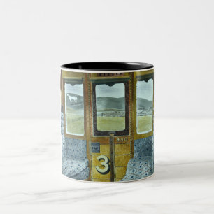 Caneca De Café Em Dois Tons Paisagem do trem (por Eric Ravilious)