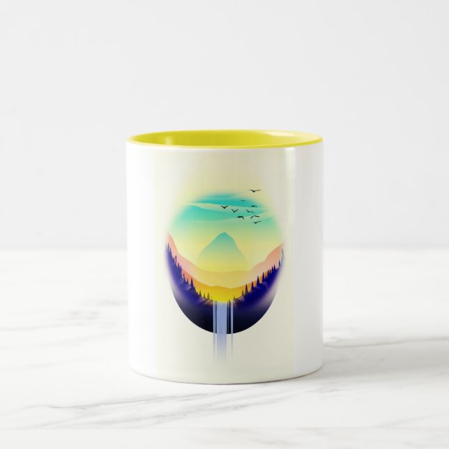 Caneca De Café Em Dois Tons Paisagem em Cascata (Centro)