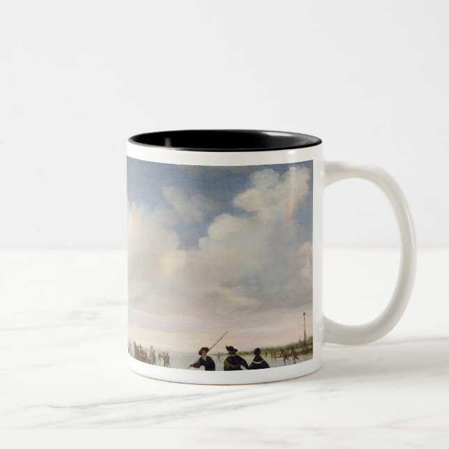 Caneca De Café Em Dois Tons Paisagem holandesa com patinadores (Direita)