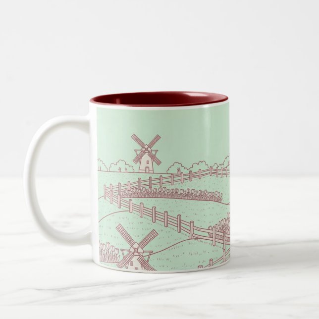 Caneca De Café Em Dois Tons Paisagem Holandesa por Natasha Us (Esquerda)