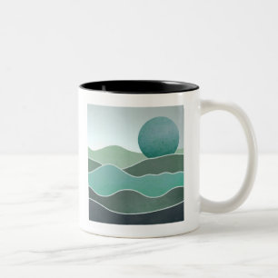 Caneca De Café Em Dois Tons Paisagem Mundial Turquesa