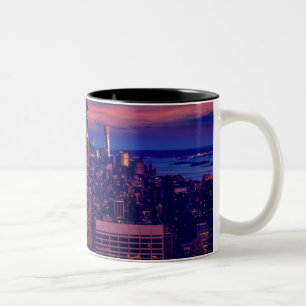 Caneca De Café Em Dois Tons Paisagem Noturna da Cidade de Nova York