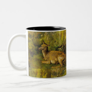 Caneca De Café Em Dois Tons Paisagem Politage Paisagista Lutando Contra Veado