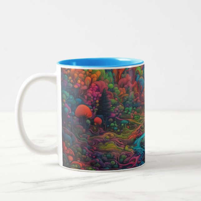 Caneca De Café Em Dois Tons Paisagem Psicodélica (Esquerda)