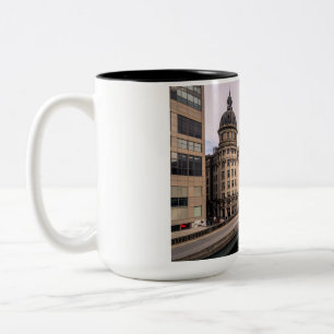 Caneca De Café Em Dois Tons paisagem urbana