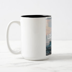 Caneca De Café Em Dois Tons Paisagem Urbana Retro de Los Angeles Estética de V