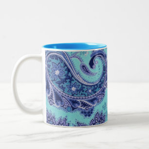 Caneca De Café Em Dois Tons Paisley azul