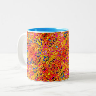 Caneca De Café Em Dois Tons Paisley floral artístico brilhante
