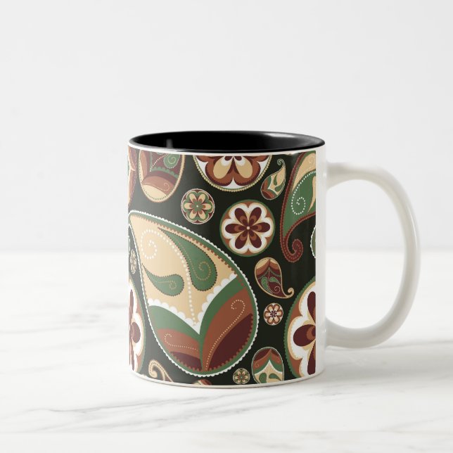 Caneca De Café Em Dois Tons Paisley & Floral Mug (Direita)