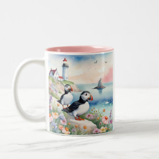 Caneca De Café Em Dois Tons Paixões pelo mar - Flores do oceano e Farol