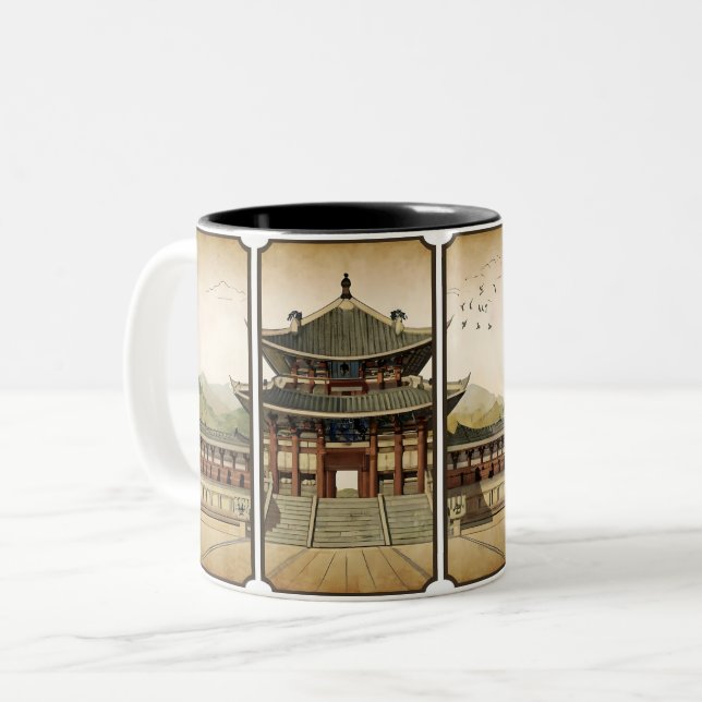 Caneca De Café Em Dois Tons Palácio Gyeongbokgung (Frente Esquerda)