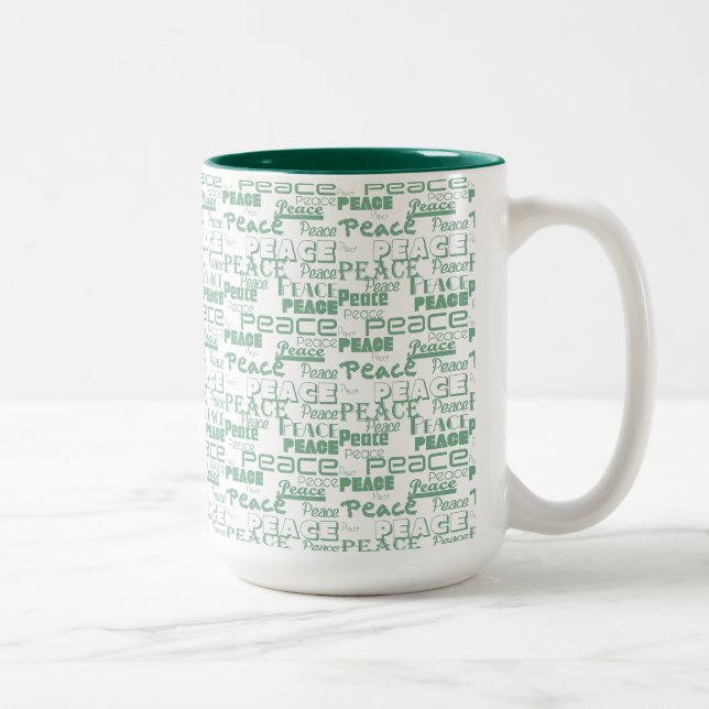 Caneca De Café Em Dois Tons Palavra de Paz Verde (Direita)