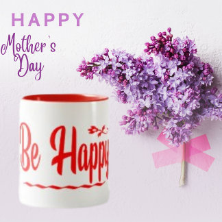 Caneca De Café Em Dois Tons Palavra de texto de tipografia feliz