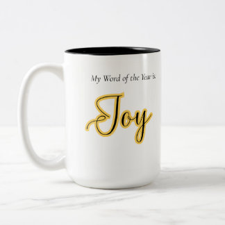 Caneca De Café Em Dois Tons Palavra do ano - Alegria