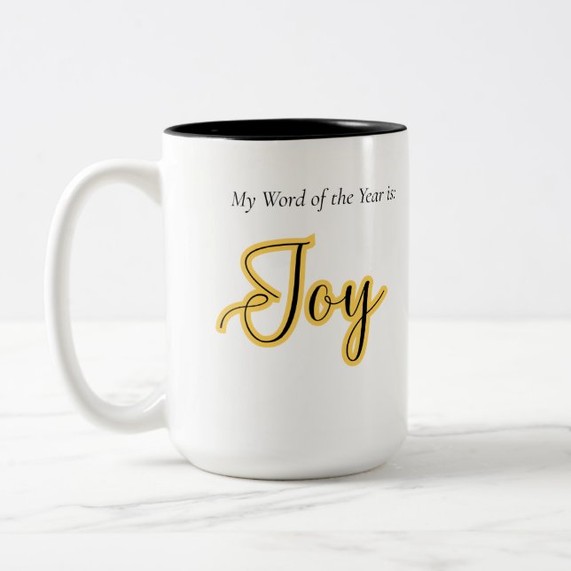Caneca De Café Em Dois Tons Palavra do ano - Alegria (Esquerda)