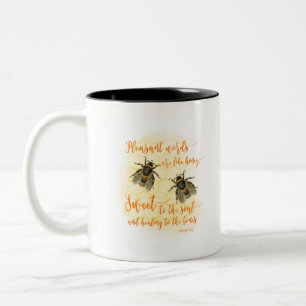 Caneca De Café Em Dois Tons Palavras agradáveis são citação Bíblia