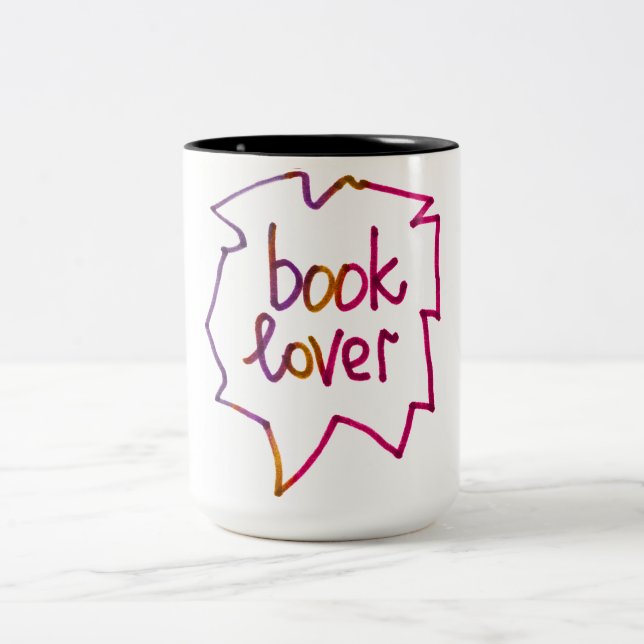 Caneca De Café Em Dois Tons Palavras de amante de livros com letra Mug (Centro)