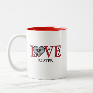 Caneca De Café Em Dois Tons Palavras de Amor Fofas com Foto de Cachorros