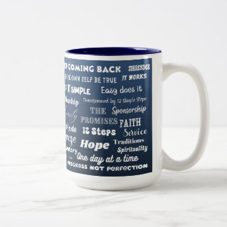 Caneca De Café Em Dois Tons Palavras e Slogans de Recuperação em 12 Passos
