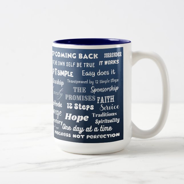 Caneca De Café Em Dois Tons Palavras e Slogans de Recuperação em 12 Passos (Direita)