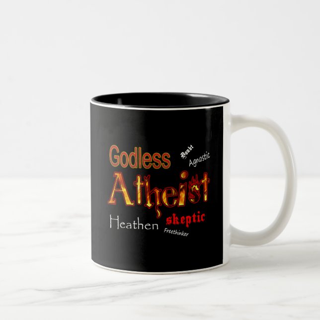 Caneca De Café Em Dois Tons Palavras Godless (Direita)
