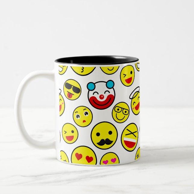 Caneca De Café Em Dois Tons palhaço engraçado emojis (Esquerda)