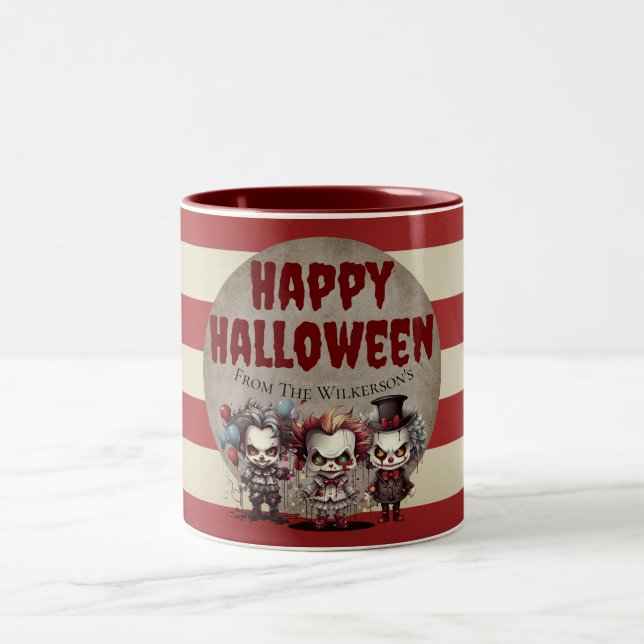Caneca De Café Em Dois Tons Palhaços Assustadores Carnaval Sinistro de Hallowe (Centro)