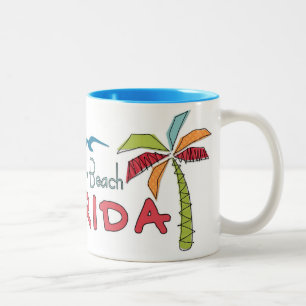 Caneca De Café Em Dois Tons Palmas artísticas de Florida da praia de