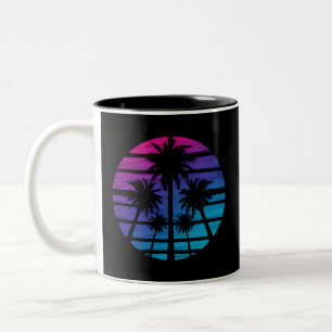 Caneca De Café Em Dois Tons Palmeira Havaiana Praia Férias de Verão