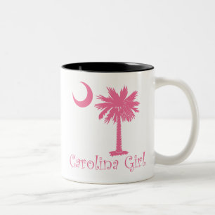 Caneca De Café Em Dois Tons Palmetto cor-de-rosa da menina de Carolina