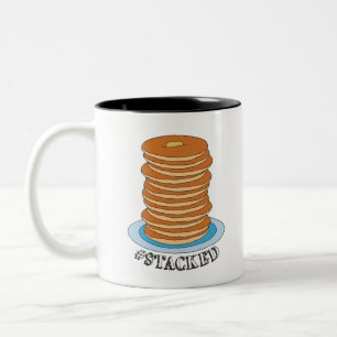 Caneca De Café Em Dois Tons Pancake de Pancakes de Pilha de Cheio desenhado à