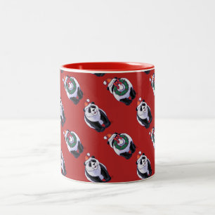 Caneca De Café Em Dois Tons Panda Bear Natal Em Vermelho