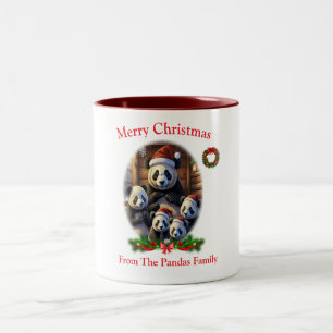 Caneca De Café Em Dois Tons Panda Bears Christmas Mug